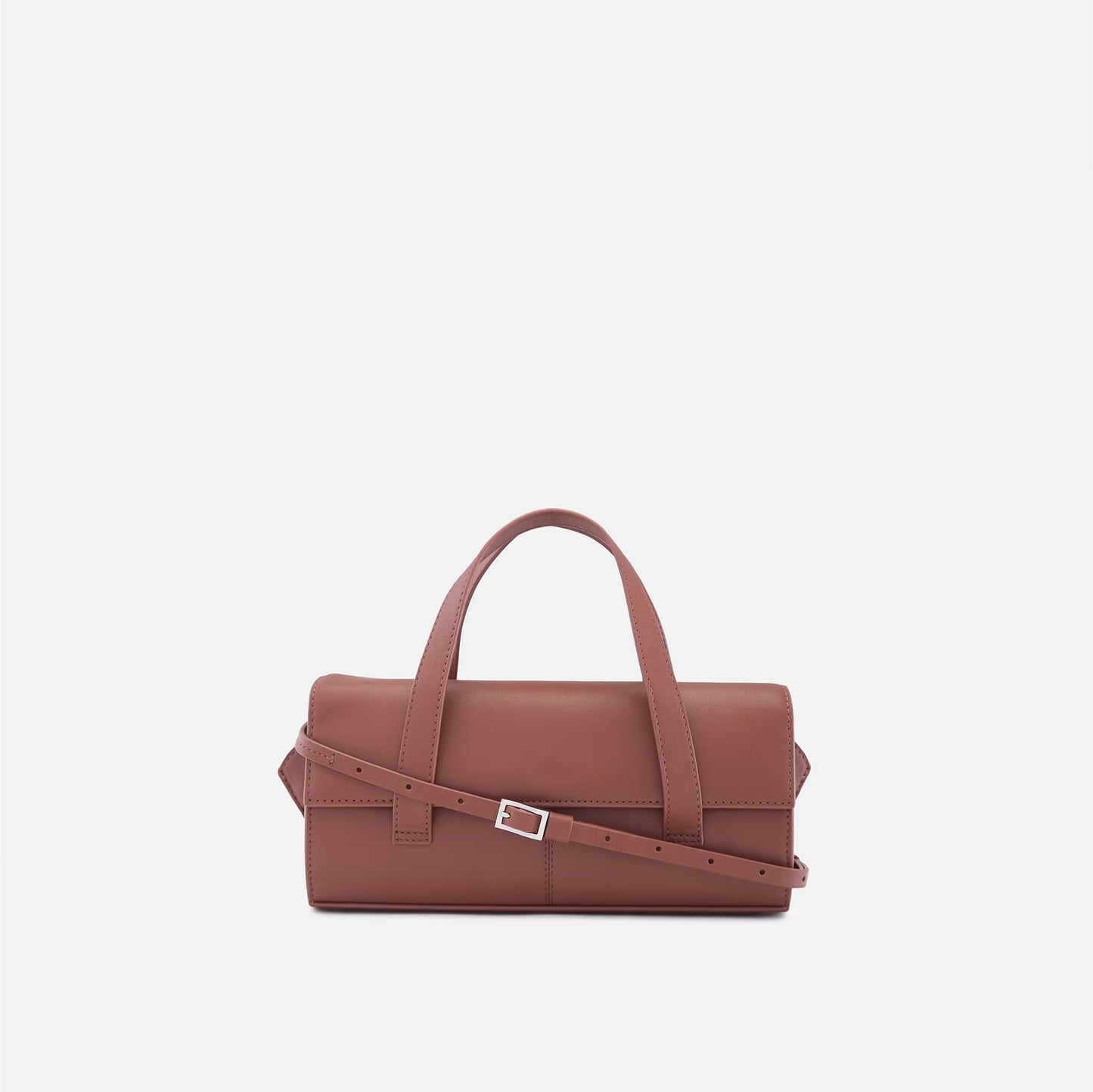 Elongated Cylinder Nappa Leather Mini Handle Bag