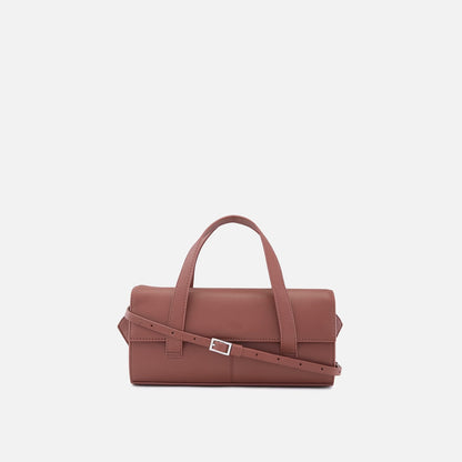 Elongated Cylinder Nappa Leather Mini Handle Bag