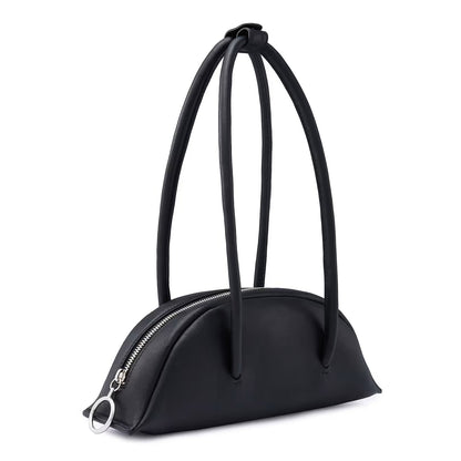 Sleek Nappa Leather Mini Bowler Shoulder Bag