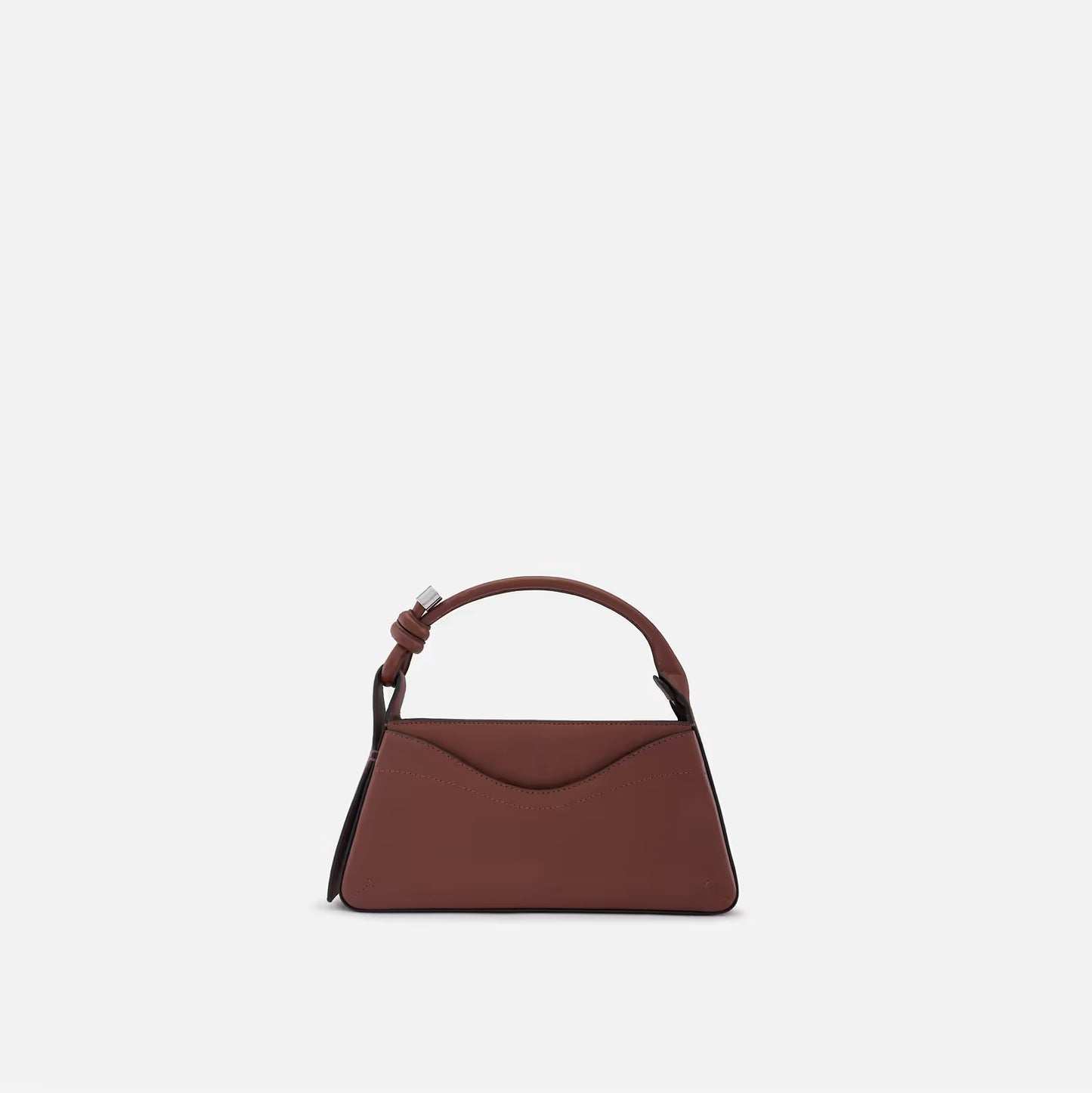 Wave Cut Nappa Leather Knot Top Handle Mini Bag With Adjustable Crossbody Strap