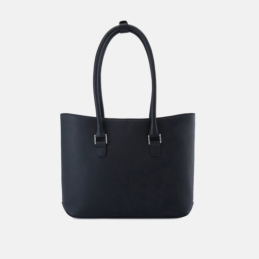 Minimalist Open Top Pebble Grain Leather Work Tote Bag