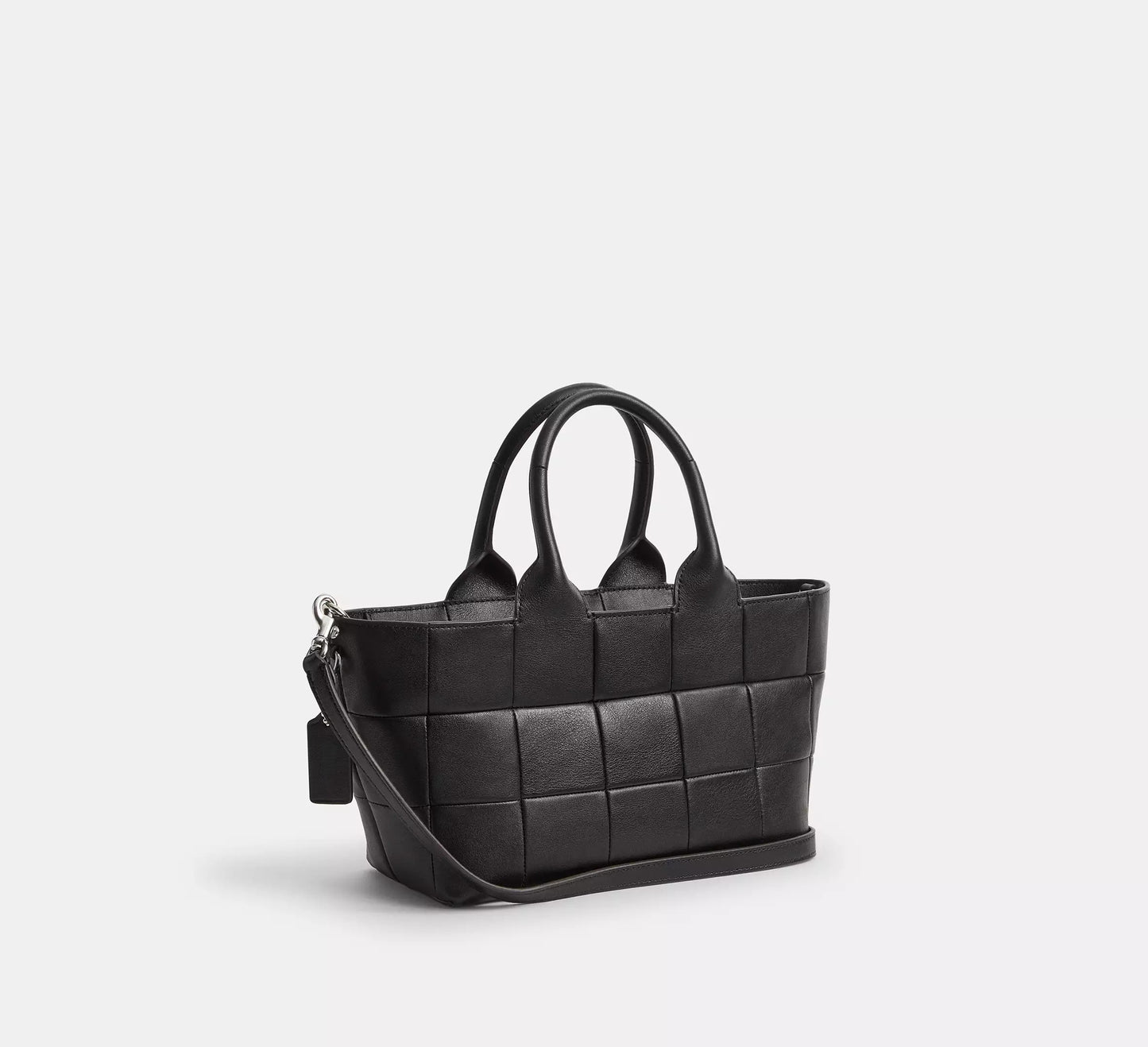 Grid Quilted Full Grain Scrap Leather Small Tote Bag