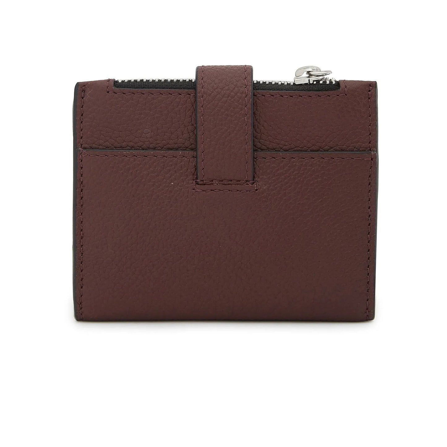 Mini Pebble Grain Leather Zipper Card Clutch Wallet