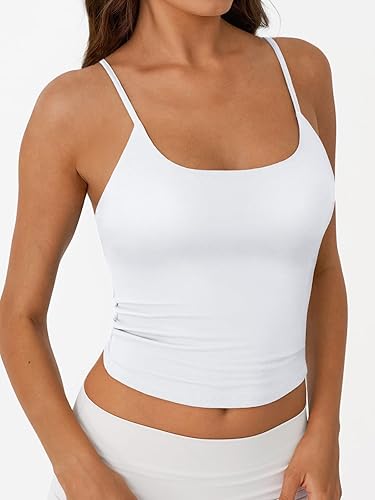 Double Lined Adjustable Spaghetti Strap Tank Top for Women Cute Summer Basic Crop Top for Teen Workout Going Out