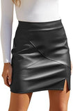 Womens Fuax Leather Skirt High Waisted Bodycon Pencil Mini Skirts with Shorts