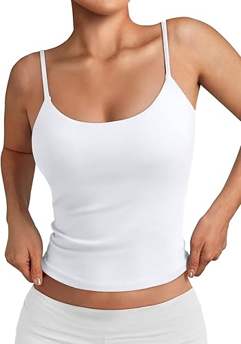 Double Lined Adjustable Spaghetti Strap Tank Top for Women Cute Summer Basic Crop Top for Teen Workout Going Out