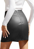 Womens Fuax Leather Skirt High Waisted Bodycon Pencil Mini Skirts with Shorts
