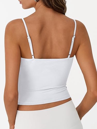 Double Lined Adjustable Spaghetti Strap Tank Top for Women Cute Summer Basic Crop Top for Teen Workout Going Out