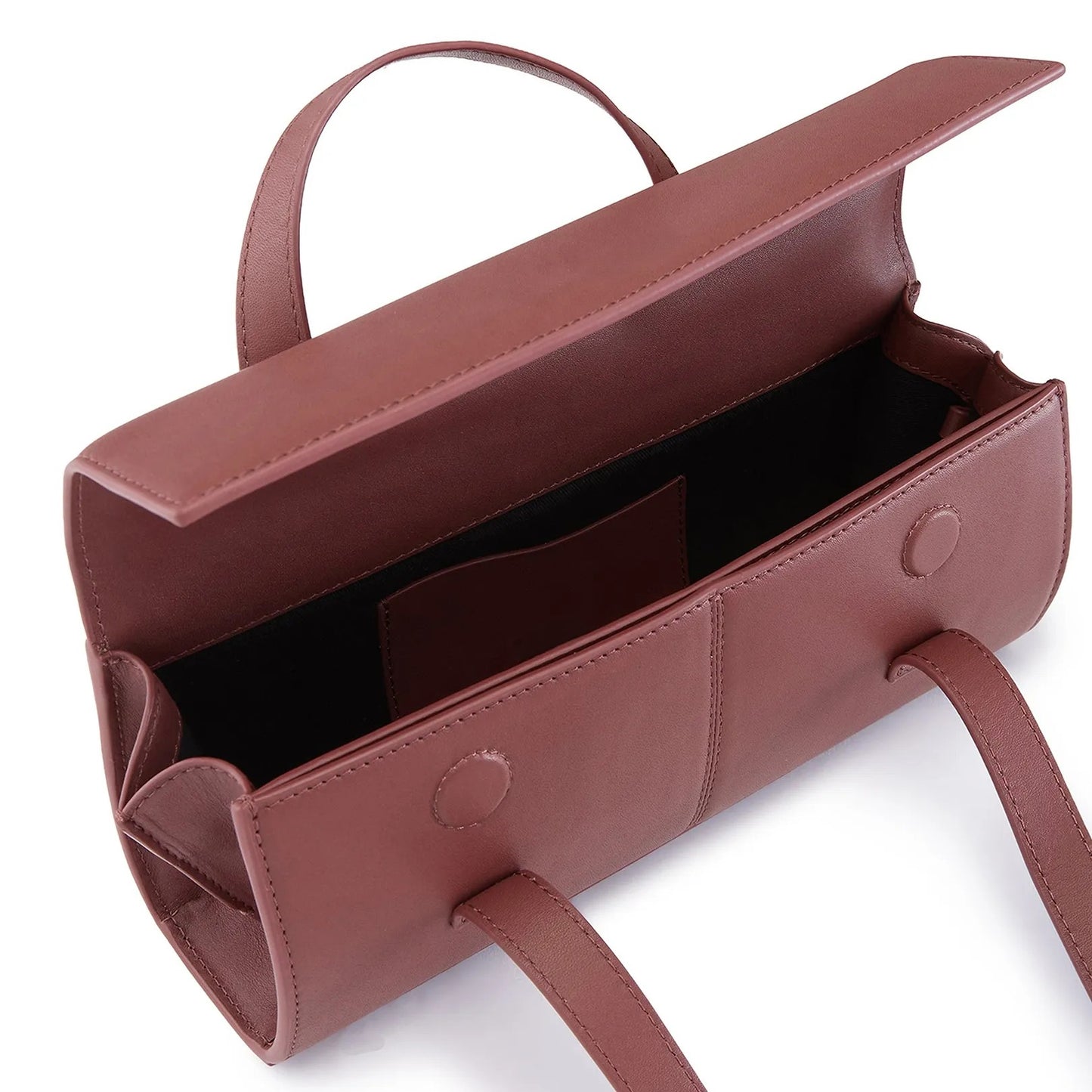 Elongated Cylinder Nappa Leather Mini Handle Bag