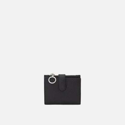 Mini Pebble Grain Leather Zipper Card Clutch Wallet
