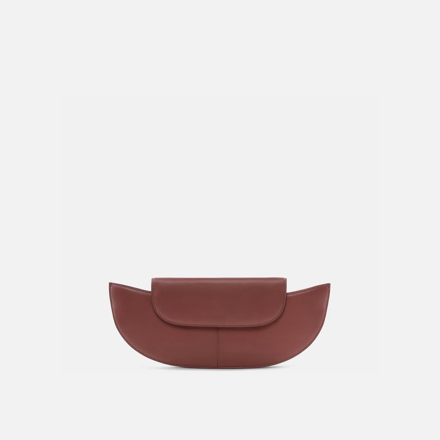 Curved Crescent Nappa Leather Flap Clutch Bag