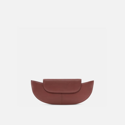 Curved Crescent Nappa Leather Flap Clutch Bag