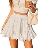 Women's Pleated Skater Skirt Basic Casual High Waisted Ruffles Flared Mini Lingerie Skirts