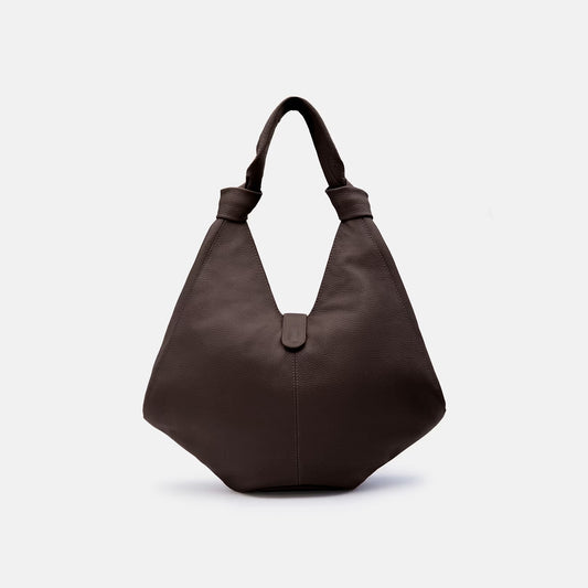 Slouchy Oversized Pebble Grain Leather Tote Bag With Knotted Shoulder Strap