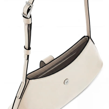 Elongated Curved Nappa Leather Mini Flap Crossbody Bag