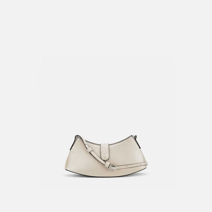 Elongated Curved Nappa Leather Mini Flap Crossbody Bag