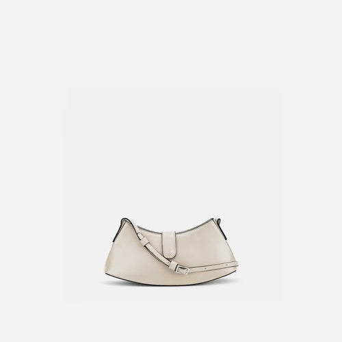 Elongated Curved Nappa Leather Mini Flap Crossbody Bag