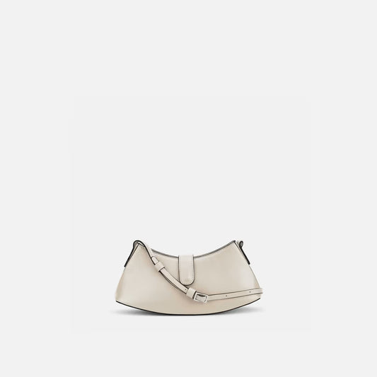 Elongated Curved Nappa Leather Mini Flap Crossbody Bag