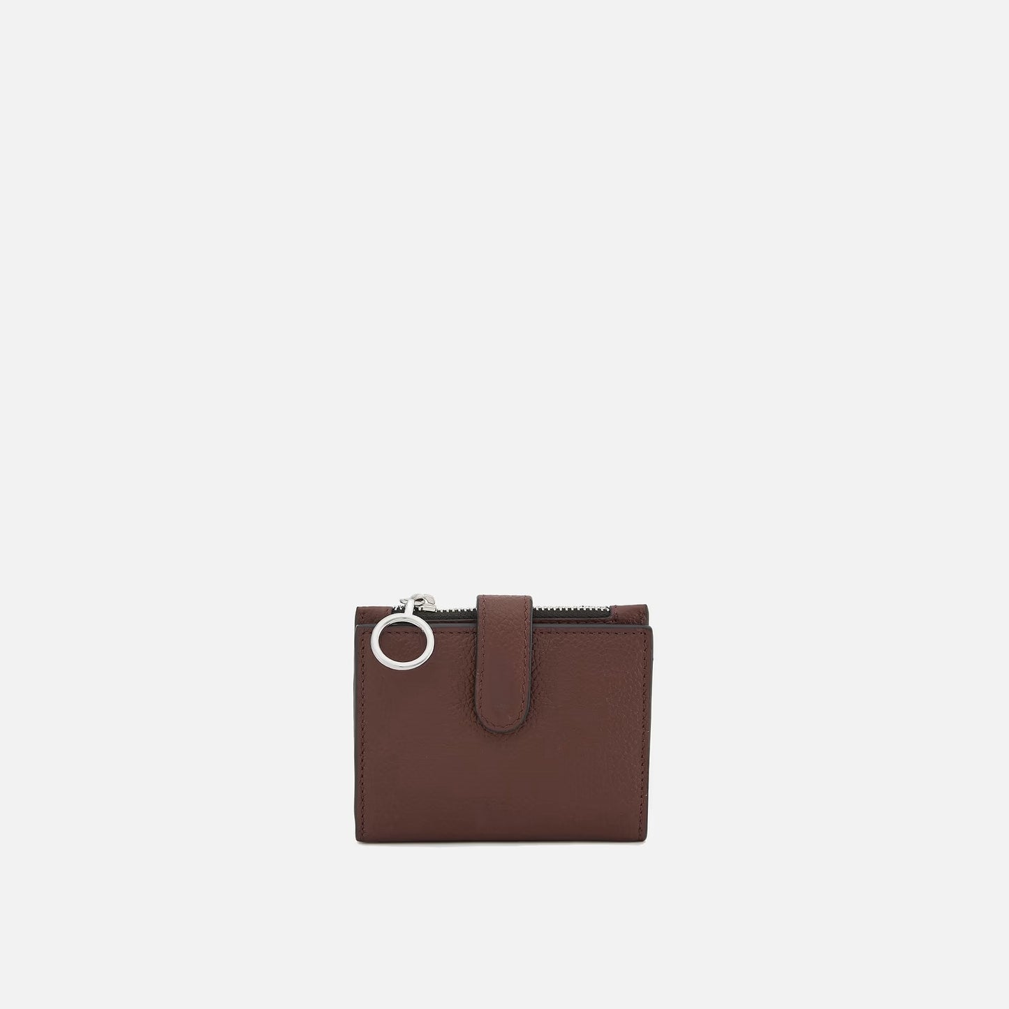 Mini Pebble Grain Leather Zipper Card Clutch Wallet