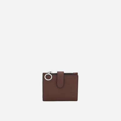 Mini Pebble Grain Leather Zipper Card Clutch Wallet