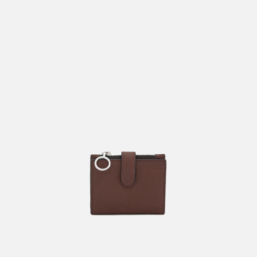 Mini Pebble Grain Leather Zipper Card Clutch Wallet