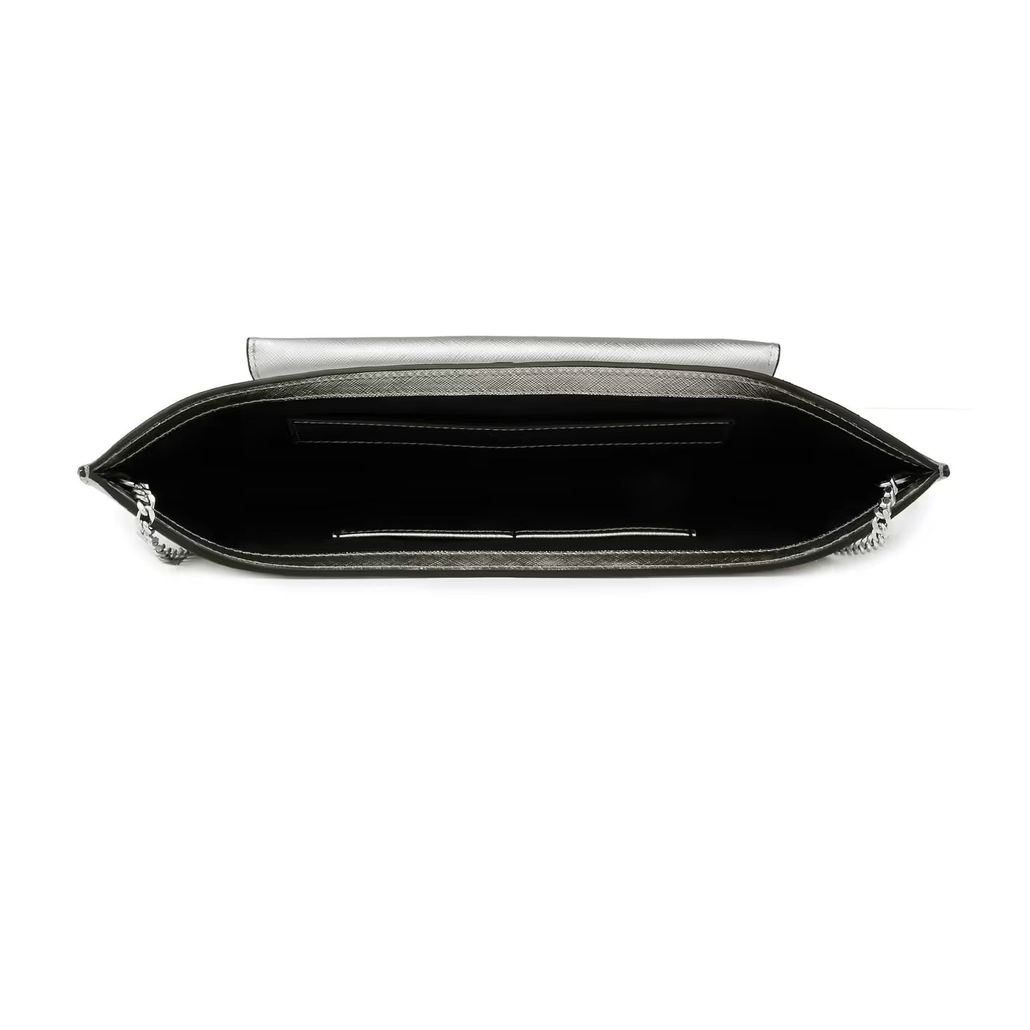 Curved Crescent Nappa Leather Flap Clutch Bag