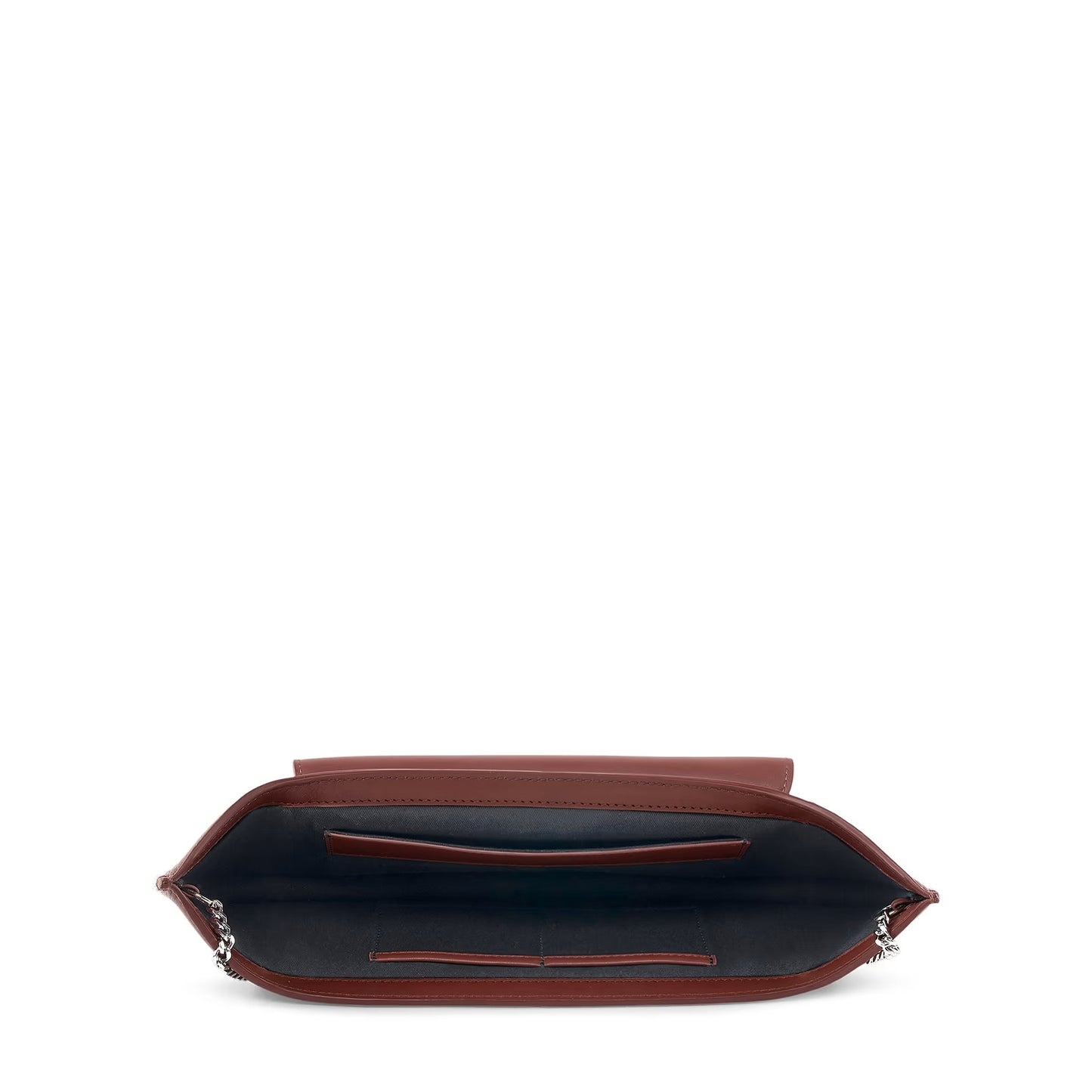 Curved Crescent Nappa Leather Flap Clutch Bag