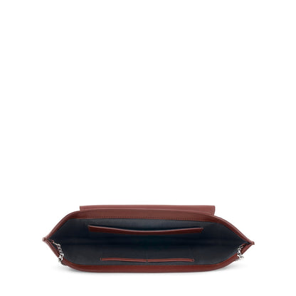 Curved Crescent Nappa Leather Flap Clutch Bag