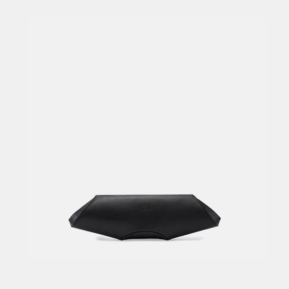 Smooth Nappa Leather Baguette Clutch Bag With Detachable Chain Strap