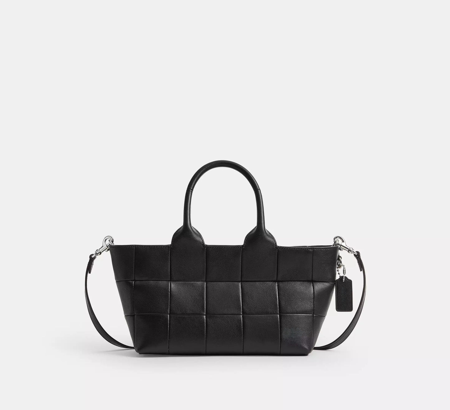 Grid Quilted Full Grain Scrap Leather Small Tote Bag