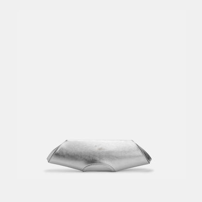 Smooth Nappa Leather Baguette Clutch Bag With Detachable Chain Strap