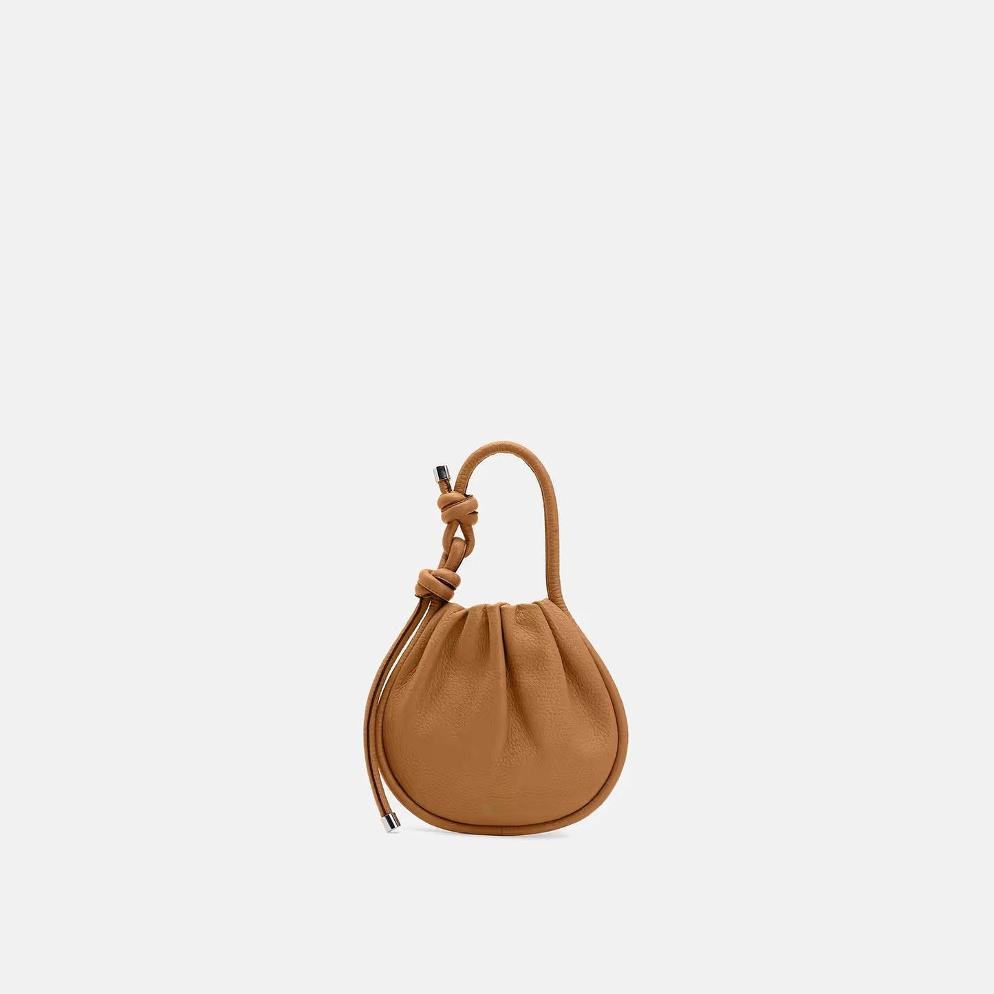 Mini Ruched Saffiano Leather Knot Top Handle Bag