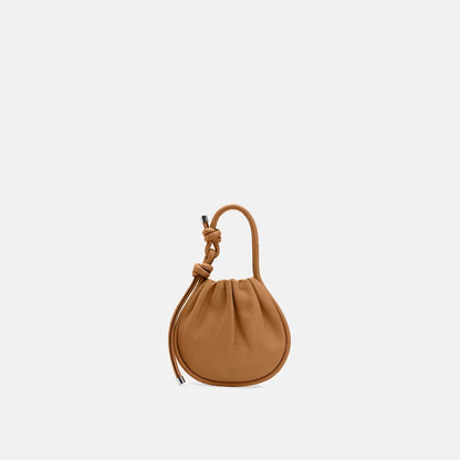 Mini Ruched Saffiano Leather Knot Top Handle Bag