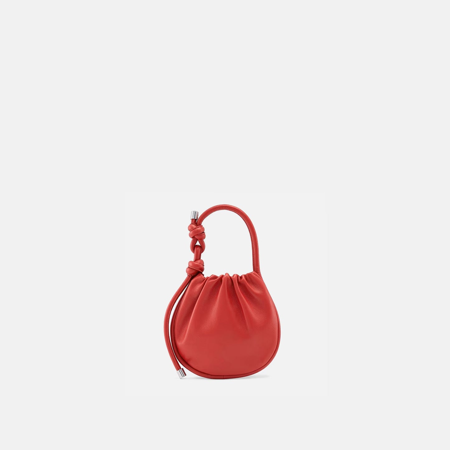 Mini Ruched Saffiano Leather Knot Top Handle Bag