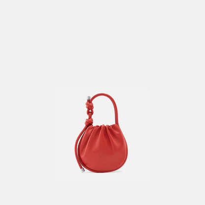 Mini Ruched Saffiano Leather Knot Top Handle Bag