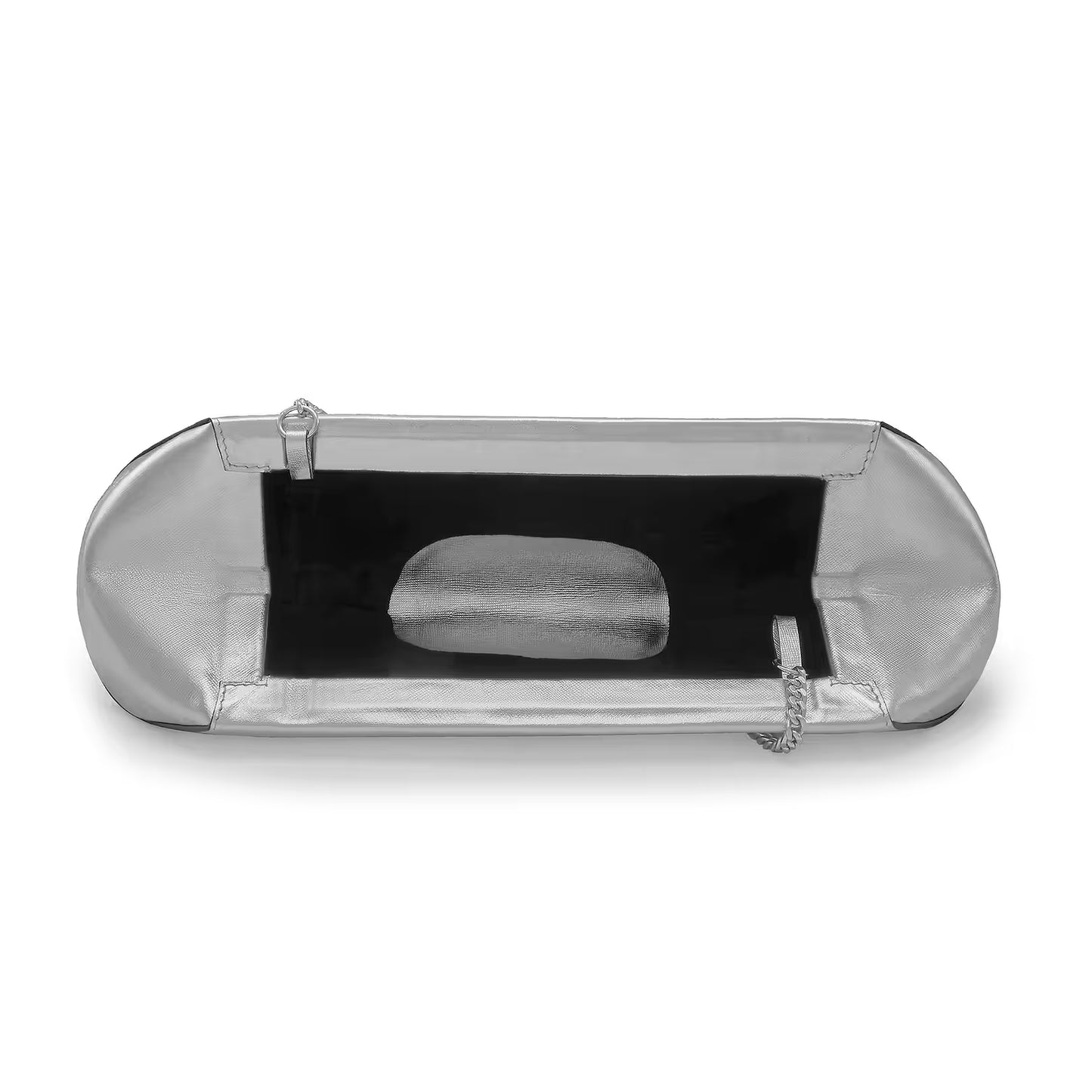 Smooth Nappa Leather Baguette Clutch Bag With Detachable Chain Strap