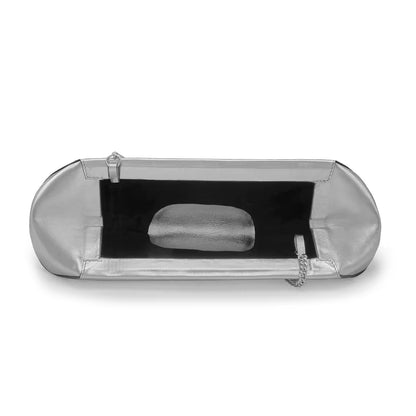 Smooth Nappa Leather Baguette Clutch Bag With Detachable Chain Strap