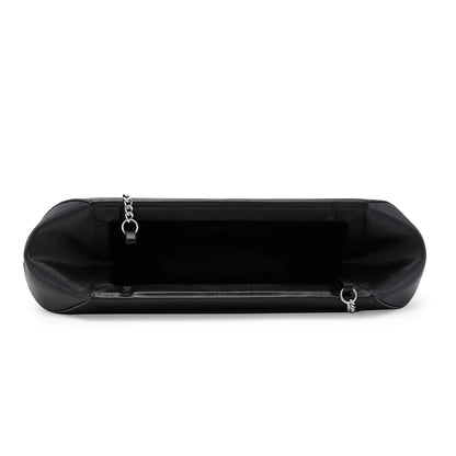 Smooth Nappa Leather Baguette Clutch Bag With Detachable Chain Strap