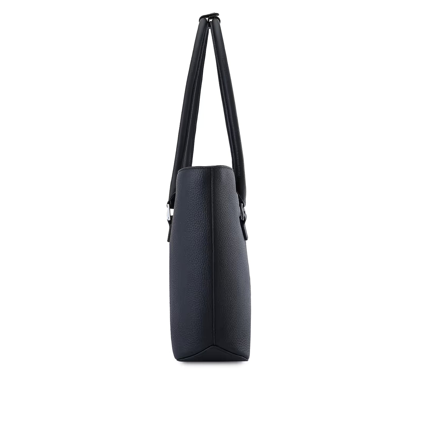 Minimalist Open Top Pebble Grain Leather Work Tote Bag