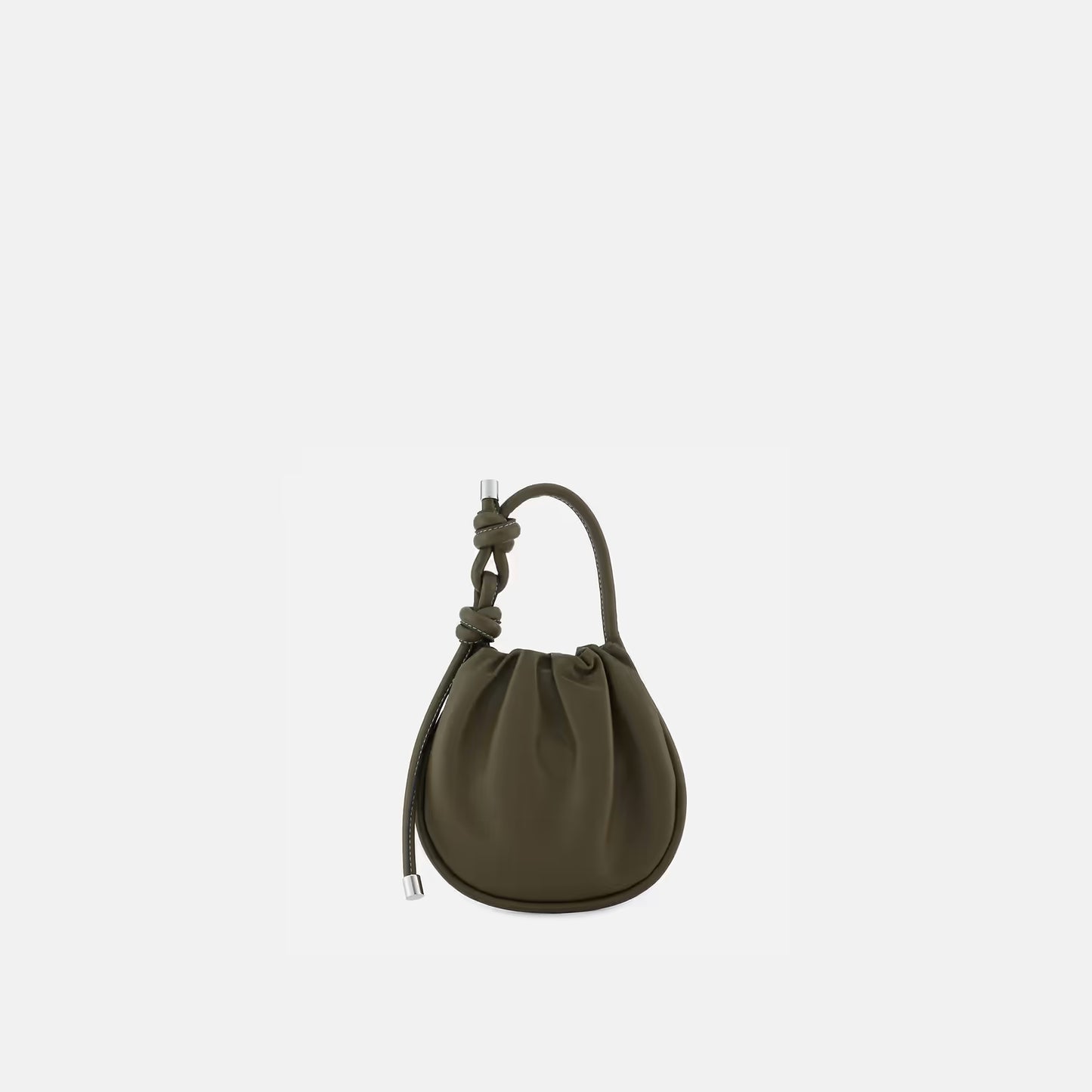 Mini Ruched Saffiano Leather Knot Top Handle Bag