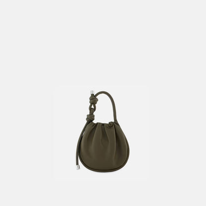 Mini Ruched Saffiano Leather Knot Top Handle Bag