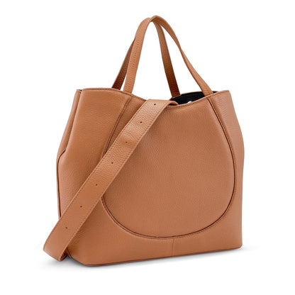 Soft Pebble Grain Curved Satchel Top Handle Bag With Adjustable Shoulder Strap