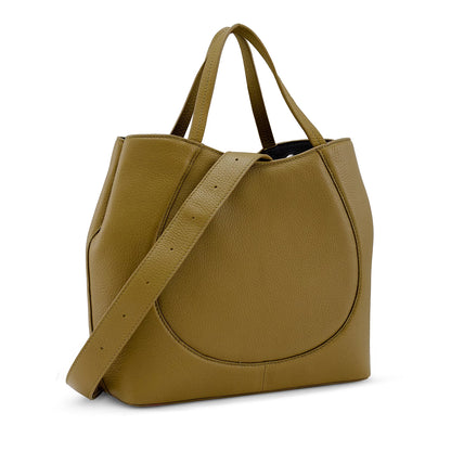 Soft Pebble Grain Curved Satchel Top Handle Bag With Adjustable Shoulder Strap