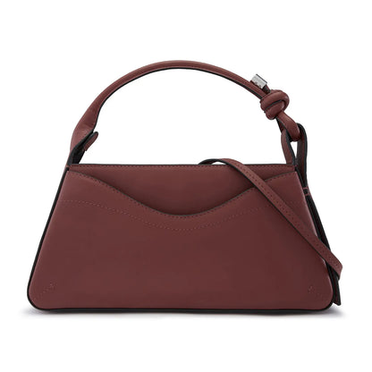 Wave Cut Nappa Leather Knot Top Handle Mini Bag With Adjustable Crossbody Strap