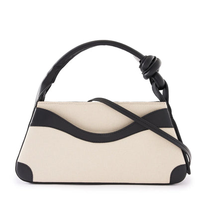 Wave Cut Nappa Leather Knot Top Handle Mini Bag With Adjustable Crossbody Strap