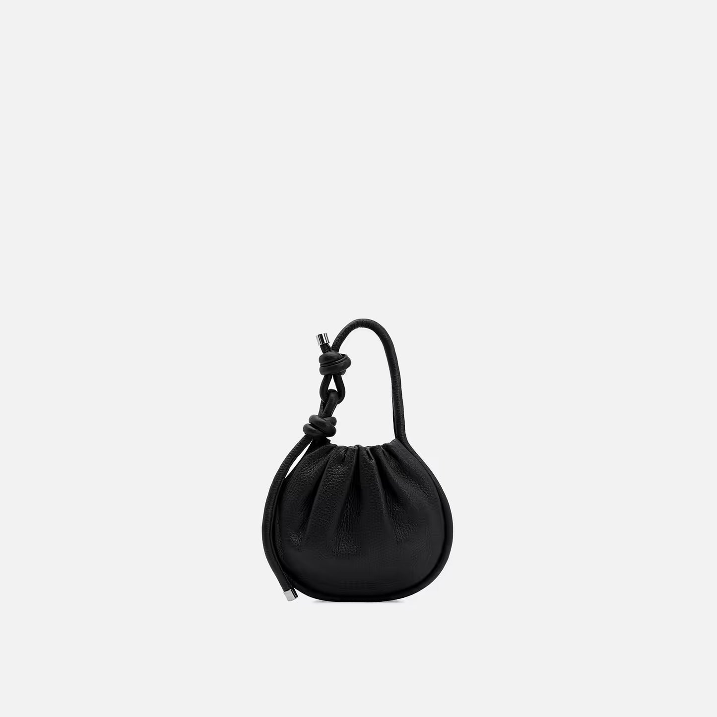 Mini Ruched Saffiano Leather Knot Top Handle Bag