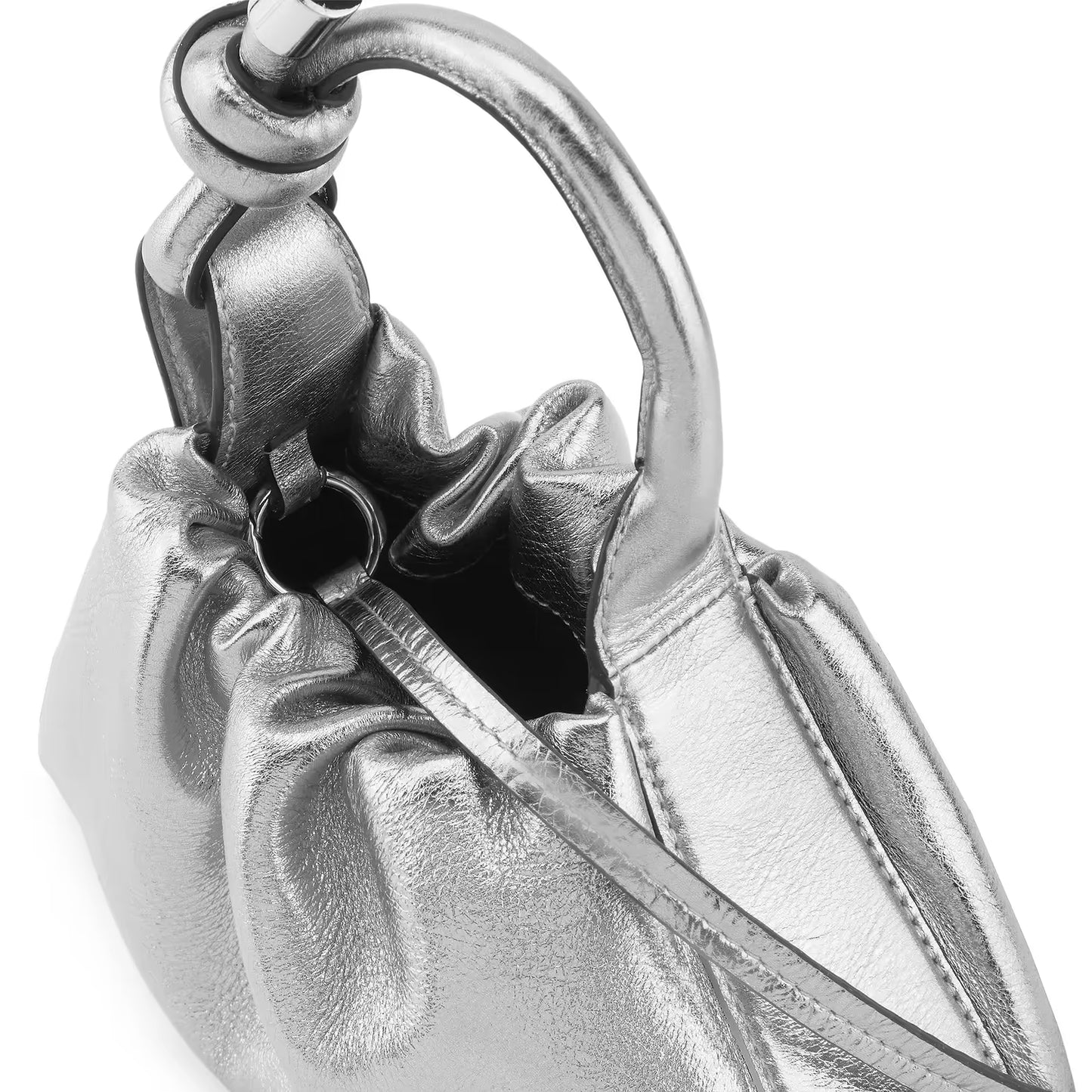 Ruched Soft Nappa Leather Knot Mini Top Handle Bag With Chain Strap