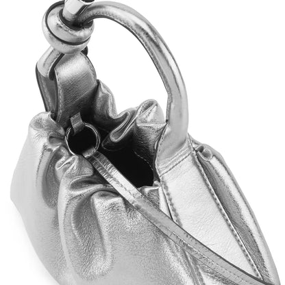 Ruched Soft Nappa Leather Knot Mini Top Handle Bag With Chain Strap