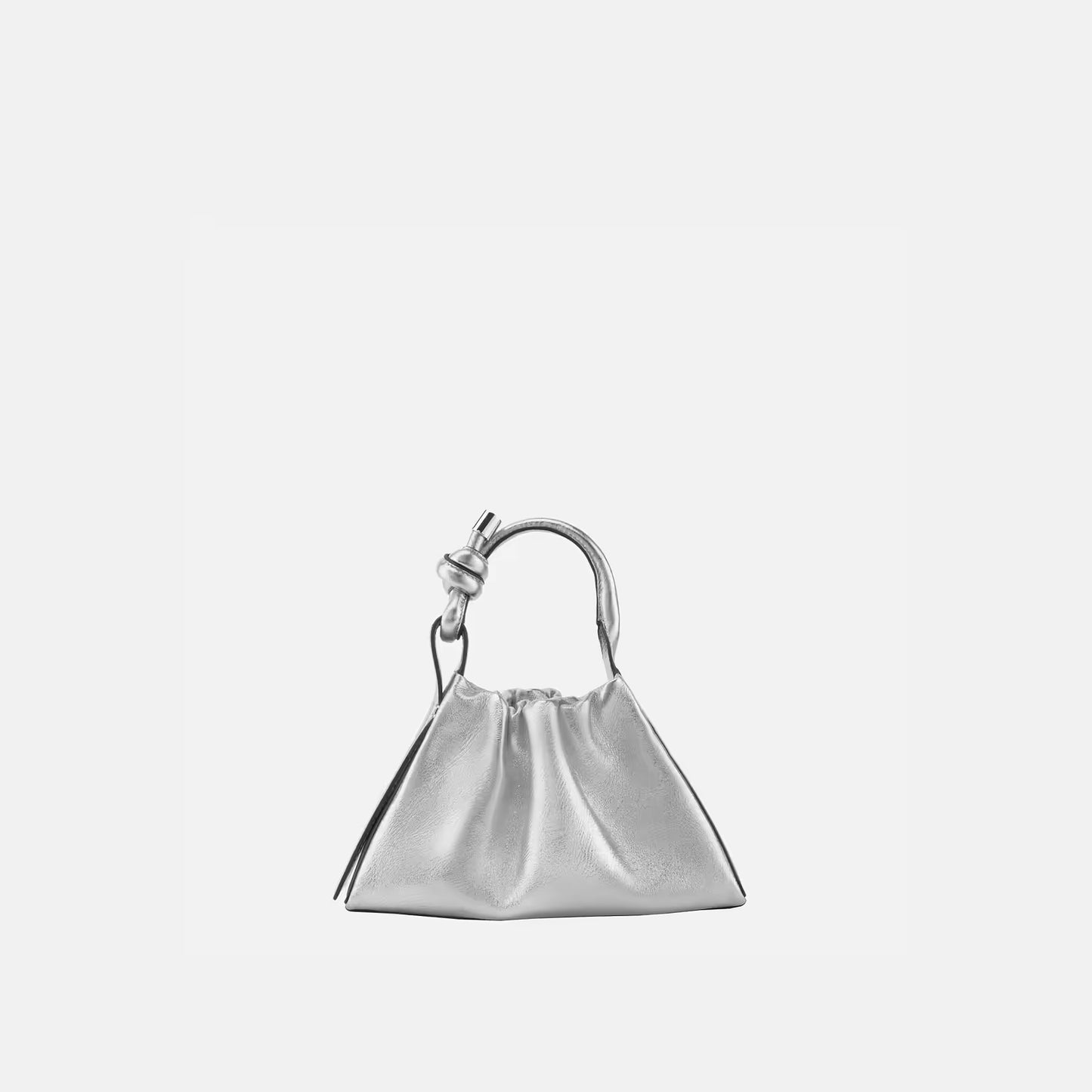 Ruched Soft Nappa Leather Knot Mini Top Handle Bag With Chain Strap