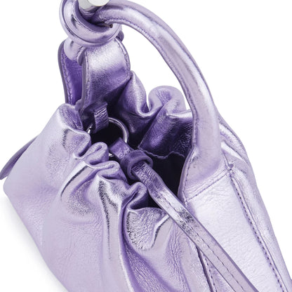 Ruched Soft Nappa Leather Knot Mini Top Handle Bag With Chain Strap